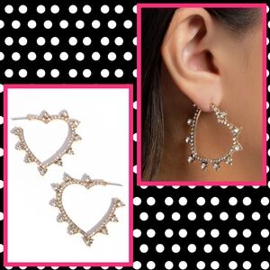 2/$10 Paparazzi Excessive Elevation - Gold Heart Hoop Earrings
